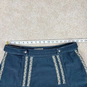 Shukr Navy Blue Corduroy Embroidered A-Line Maxi Skirt Womens Large Modest Syria